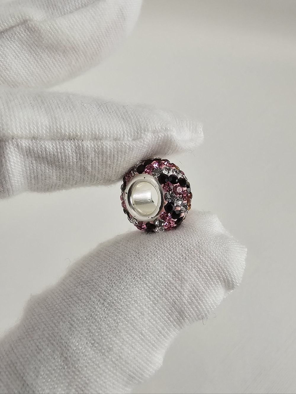 Pink and Black Crystal Charm Bead for Women’s Bracelets